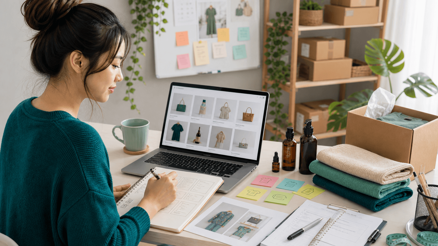 Seller menyiapkan katalog online sebelum memasang link di bio media sosial